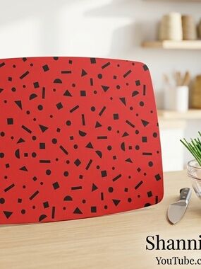 SHAN Red Placemat with Black Geometric Confetti